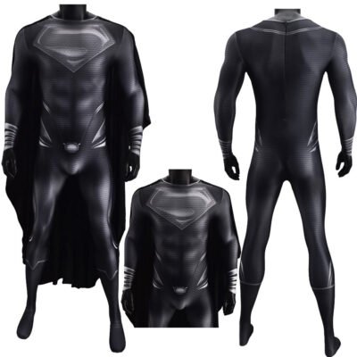 Black Superman Cosplay Costume SuperMan Printed Black Suit Halloween X’mas Valentine’s day birthday gift comic-con game outfit