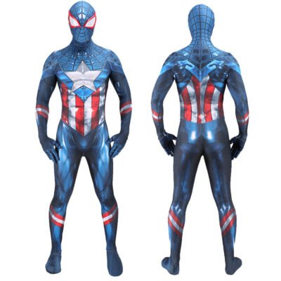 Captain America Spider-Man Jumpsuit Spiderman Cosplay Costume Halloween x’mas christmas birthday gift toys party make-up outfit